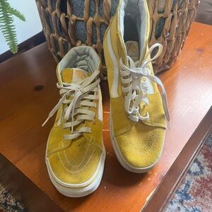 Vans Yellow and White High-Top Sneakers